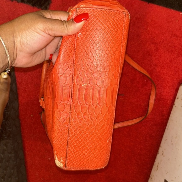 Michael Kors Fiery Red Textured Satchel - Picture 6 of 6